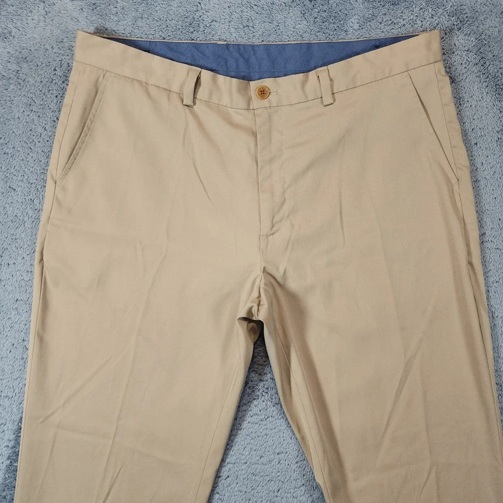 Brooks Brothers Performance Pants Men 38x30 Khaki Polyester Straight Fit Stretch